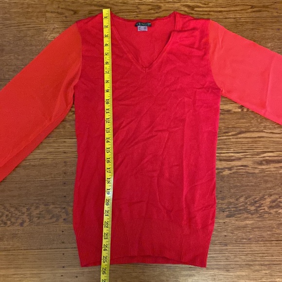 NWOT Venus Small Red See Through Chiffon Balloon Long Sleeve Banded Sweater - Picture 6 of 8